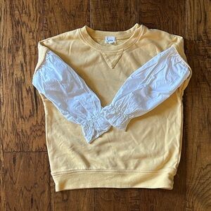 Yellow Kids Sweatshirt with White Sleeves